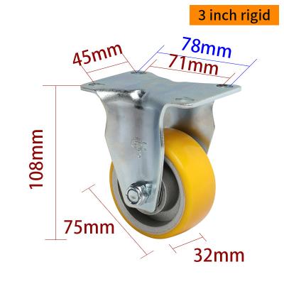 EDL à charge moyenne 3 pouces 150 kg Plaque TPU Caster par type rigide, pivotant et frein