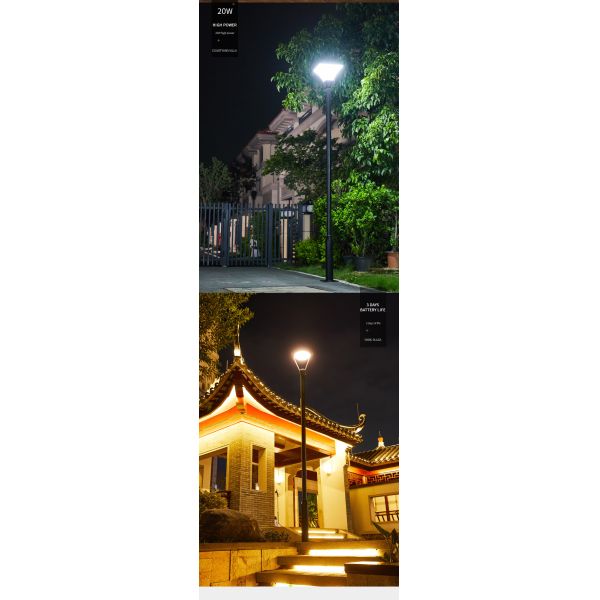 20w 30W LED Solar Panel Garden Pole Lights For Outside Shed Yard