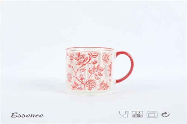 Hand Printing Custom Stoneware Mugs Kicthen Ware Stackable Tea Cup Dishwasher Safe