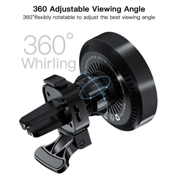 Essager 2022 Ferris Wheel 15W Wireless Charging RGB Ambient Light 360 Rotational Car Charger Holder For Car