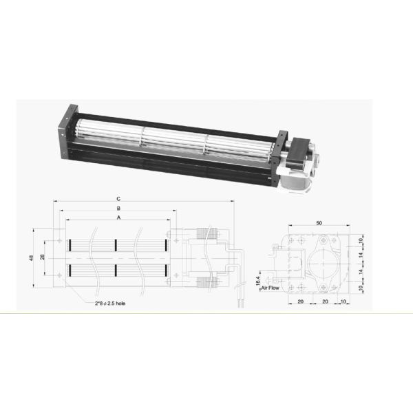 Fridge Equipment Cooling Fans Cross Flow Cooling Ac Motor Tangential Fan For Hair Dryer