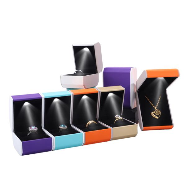 Customized Size LED Plastic Jewelry Box with Velvet Lining and LED Lighting