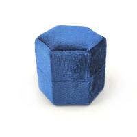 G119 Caja de embalaje de anillos hexagonales de terciopelo azul de joyería de lujo Caja de regalo