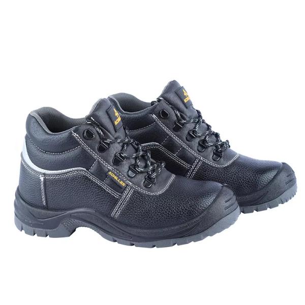 Chaussures de travail de sécurité noires en cuir authentique de taille moyenne chaussures synthétiques pour hommes