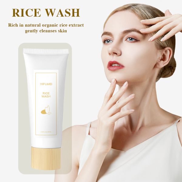 Purificateur de riz naturel en mousse de lavage profond nettoyer les pores du visage apaisant hydratant anti-acné exfoliant nettoyeur du visage
