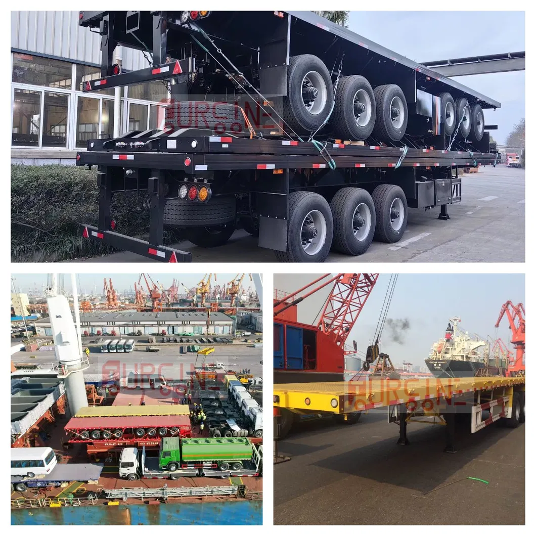 Commercial Tri Axle 40FT Flatbed Semi Trailer For Container And Cargo Transportation