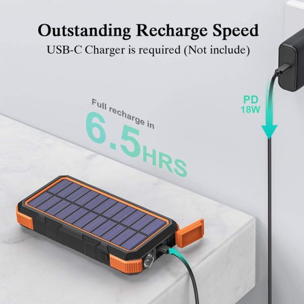 18W 20000mah Wilress Solar Power Bank Li Polymer Battery