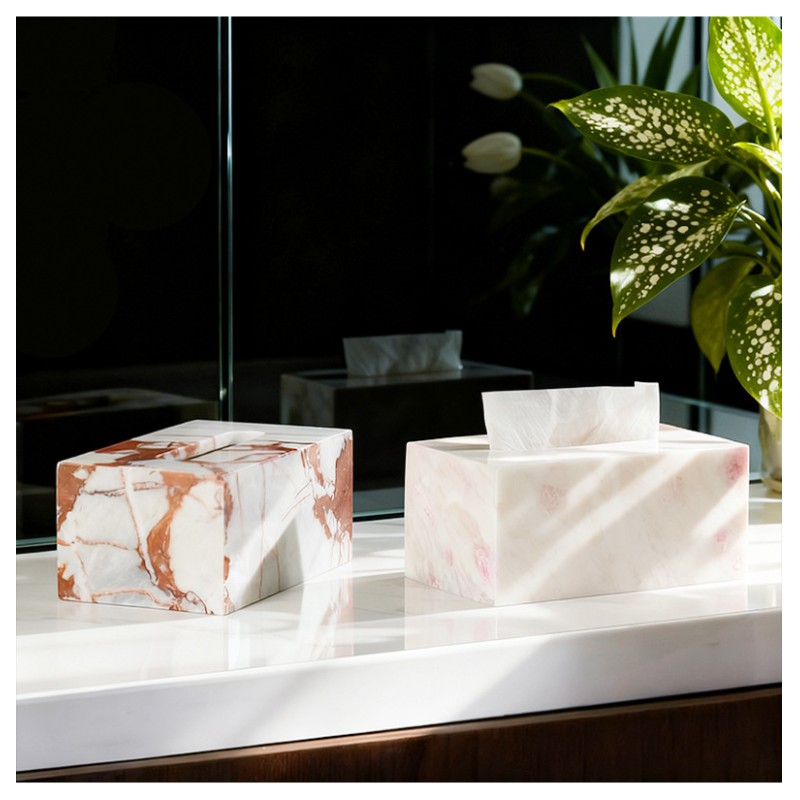 Wholesale Luxury Modern Marble Tissue Paper Storage Box for Living Room Dining Tables Desktop
