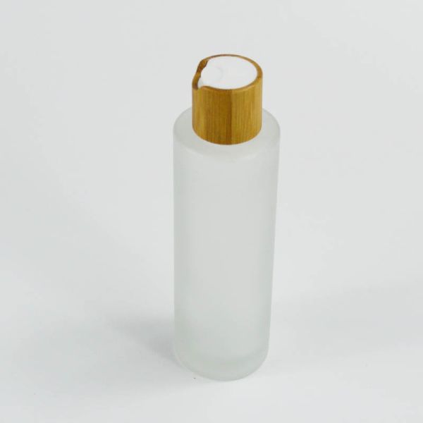 100ml Frosted Glass Collar Skin Care Serum Toner Lotion Bottle with Bamboo Disk Cap