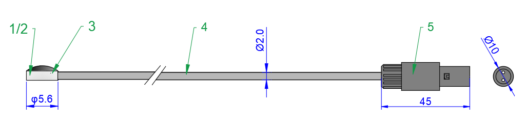 зонд температуры 10K 5.6mm медицинский для контроля температуры кожи