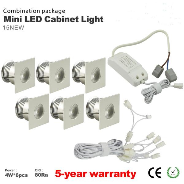 Dimmable 4W Mini LED Cabinet Spotlight + Led drive+Wire Kit LED jewelry showcase lighting