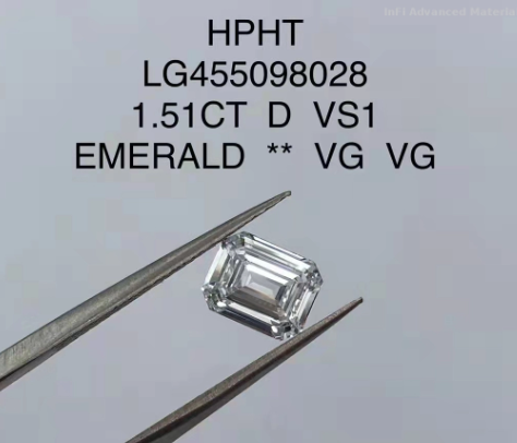 1.51 Ct VG Лабораторно выращенный изумрудовый бриллиант HPHT D цвет VS1 бриллиант