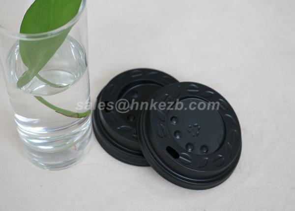 LOGO Printing 8oz Black Plastic Lids For Paper Cups / Hot Coffee Cups