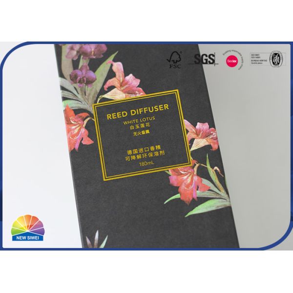 Черный штемпелевать золота ароматерапии коробки коробки складчатости Kraft бумажный