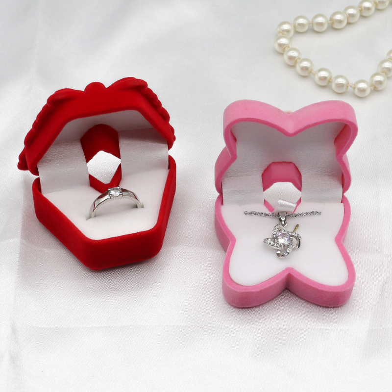Butterfly Shape Velvet Flocked Jewelry Box For Ring Earring White Insert