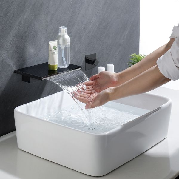 35MM Valve Seat Diameter Hot and Cold Waterfall Spout Bathroom Sink Tap for Wall Basin