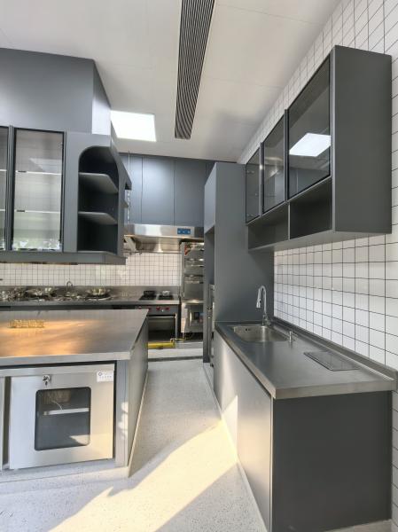 Fadior Full Stainless Steel Kitchen Cabinet - Commercial-Grade, Dark Gray & Stainless Steel Finish, Professional Layout