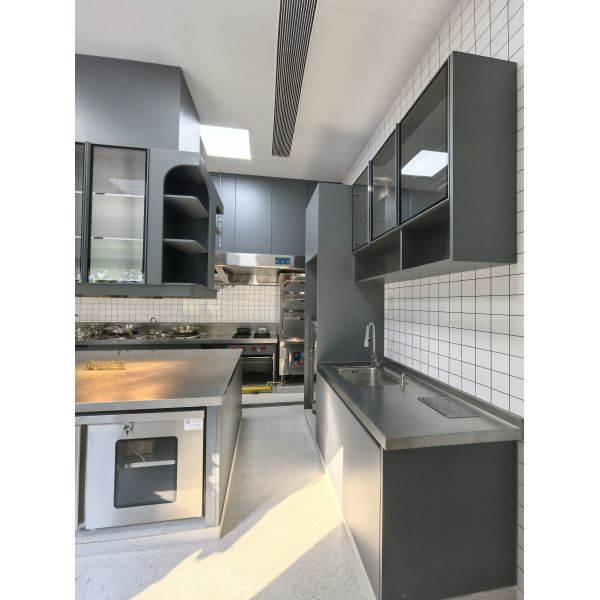 Commercial Dark Gray Stainless Steel Kitchen Cabinet with Island