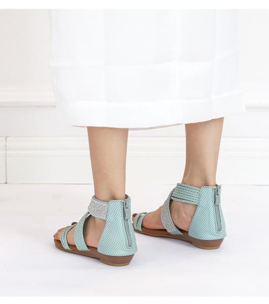 BS065 Roman Sandals Summer New Style Casual Shoes Fashion Word With Rhinestone Mid-Slope Heel Sandals Female Mother Shoe