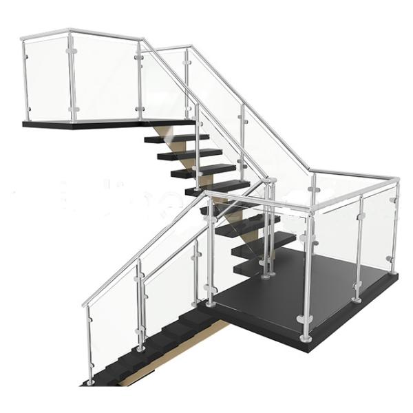 12mm Tempered Glass Interior Stair Railings Stainless Steel Balcony Balustrade