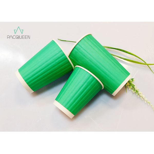 Insulated Disposable Ripple Coffee Cups ,Take Out Coffee Cup PLA Lining