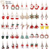 Boneco de neve Santa Silver Christmas Earrings dos alces, brincos do feriado das mulheres da árvore do Xmas