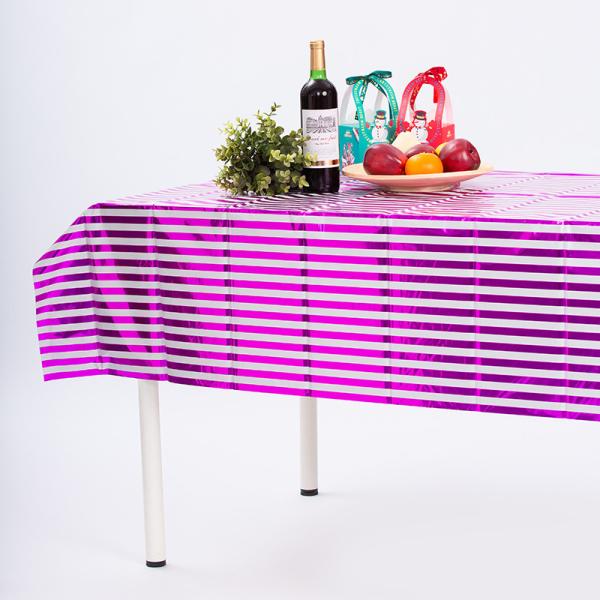 Rose Stripped Disposable Party Tablecloth 6ft 8ft Purple Disposable Tablecloth