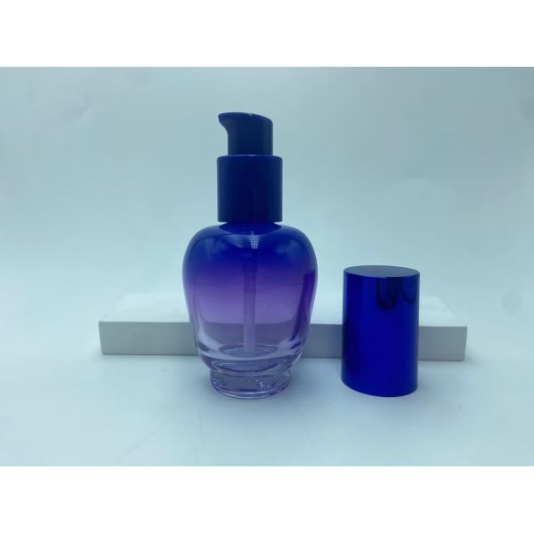 Glass Lotion Bottle 30ml Blue Gradient Serum Bottle with Pump Oil Bottle Pump Bottle Cosmetic Bottle OEM