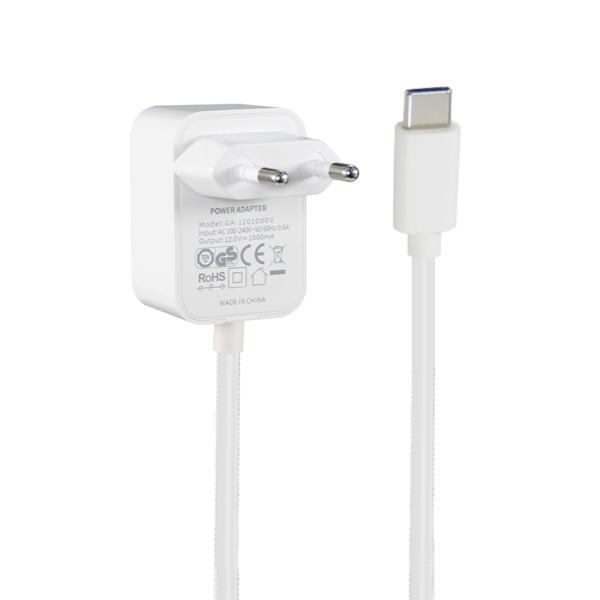 12V 1A EU USB-C Power Adapter with 1m Cable