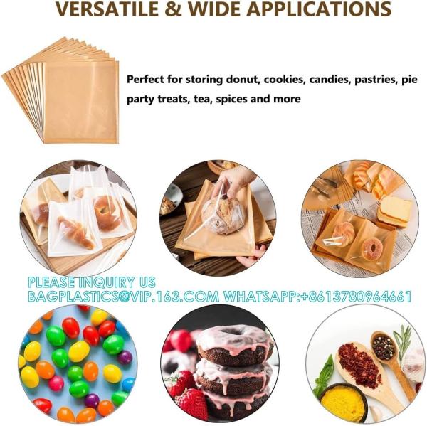 Heat-Sealable Bakery Bags Wax Paper Cookie Bags For Packaging Bag Baked Paper Bread Bags Kraft Paper Food Bags