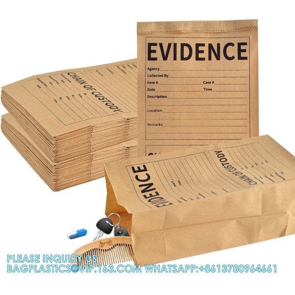 Pack Paper Police Evidence Bags 9.45 * 5 * 3 Inch Crime Scene Paper Evidence Bag For Receipts