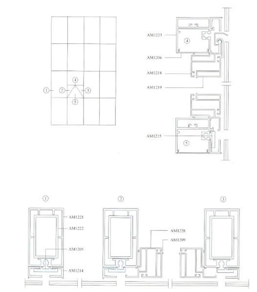 Анодированные системы, 6063-T5 золотистых/серебра алюминиевые ненесущей стены