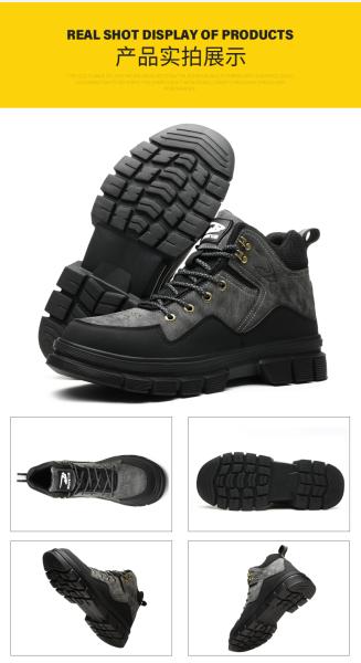 Bottes de sécurité en cuir microfibre OEM  Embout en acier Chaussures de sécurité en Kevlar Semelle en EVA Chaussures de travail Bottes de travail de sécurité