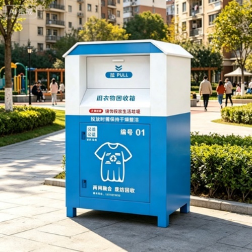 Commercial Secondhand Garment Donation Recycling Cabinet, Weatherproof Metal Clothing Collection Bin for Residential Communities