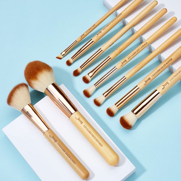 Jessup 10 Piece Makeup Brush Set Eco Friendly Bamboo Handle