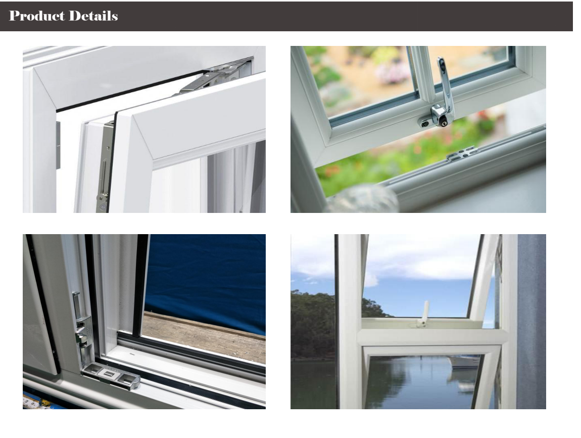Clear Tempered Glazed Awning Aluminum Window , Anodising Swing Open Window