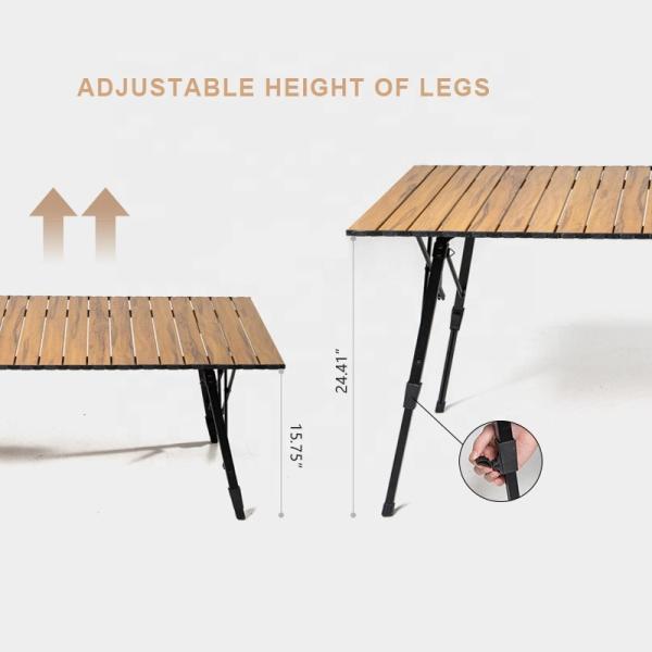 Adjustable Height Aluminum Camping Table 43-64cm 30kg Load