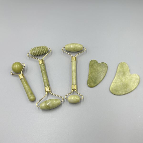 Jade Stone Facial Roller Stone Massager Home Roller Y Gua Sha Jade Verde Beauty Jade Roller Face Ball