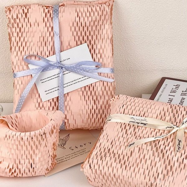 10m Pink Bubble Cushioning Wrap Roll Protective Brown Kraft Paper Roll