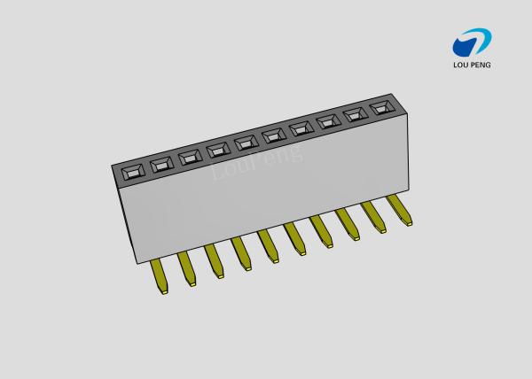 Female header, PCB Mount Receptacle, Vertical, Board-to-Board, 10 Position, 2.0mm Pitch, Shrouded, Gold Flash, 90 degree
