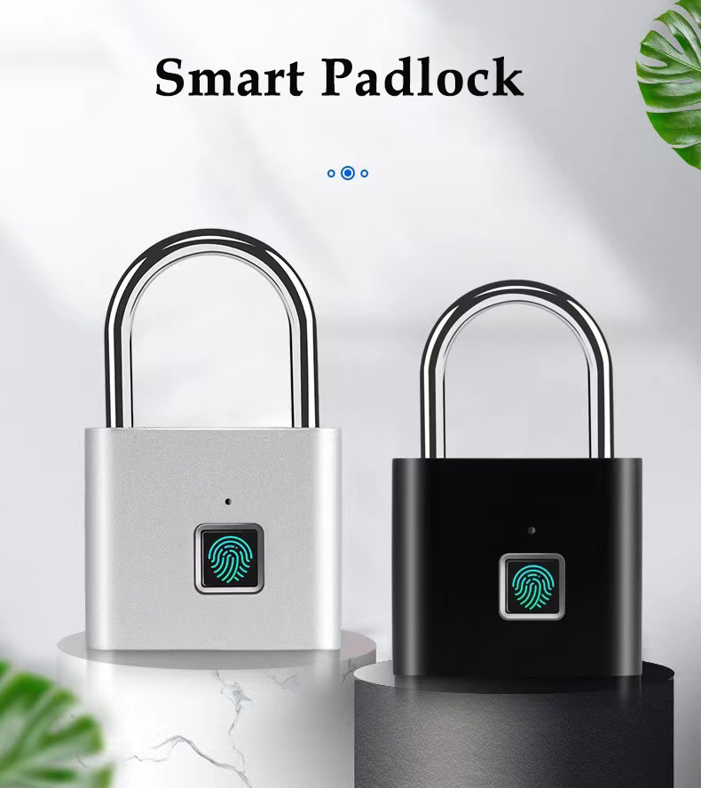 2024 High Security Zinc Alloy Electronic Fingerprint Padlock for Brass Gym Cabinets Drawers Anti-Theft Memory Card Data Storage