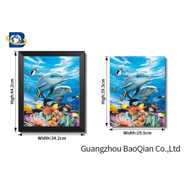 High Definition 3D 5D Lenticular Dolphin Pictures With Black PS Frame