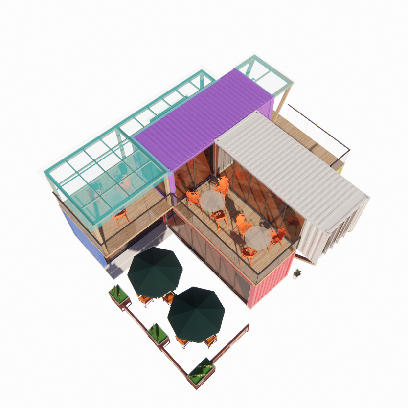 Fácil montaje y desmontaje 20ft/40ft Modular Prefabricado Almacenamiento Contenedor de envío Casas Bar con ventanas de aleación de aluminio
