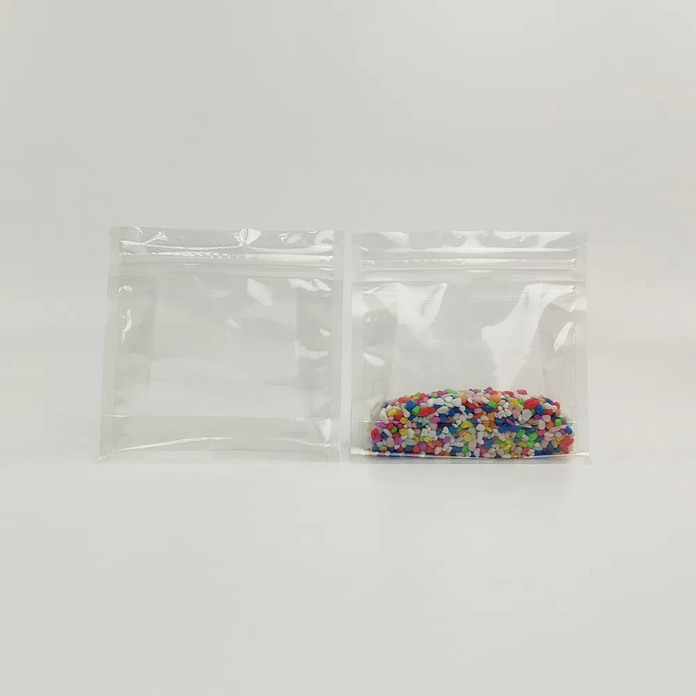 Custom Logo Flat Bottom Pouch Food Grade Transparent Resealable Plastic Ziplock Stand Up