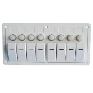 12-24V 6 Gang Boat Switch Panel Blue LED Rocker On-Off Optional Circuit Breaker