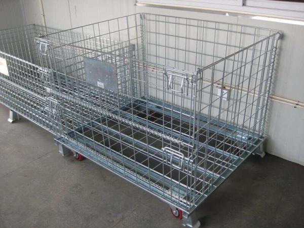 4 Sided Grocery Store Wire Mesh storage warehouse Container with four casters