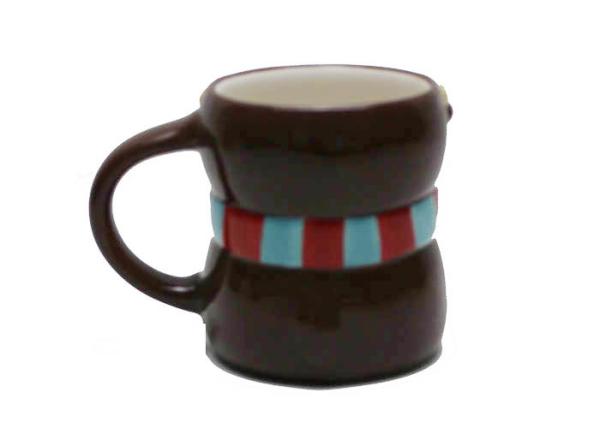 Handpainted Christmas 3D Bear Mug , 335ml Capacity Stoneware Strong Dolomite Mugs