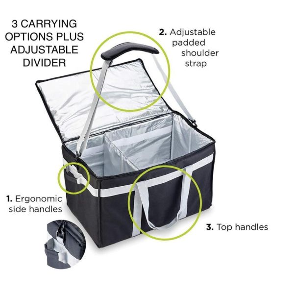Lunch Foldable Custom Insulated Cooler Bag Heated Food Delivery Bag Thermal Aluminum Lining