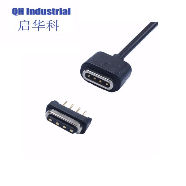 3A 700gf Stong Magnetic Force 1m Length Black Male Female 4Pin Magnetic Charging Cable Connector