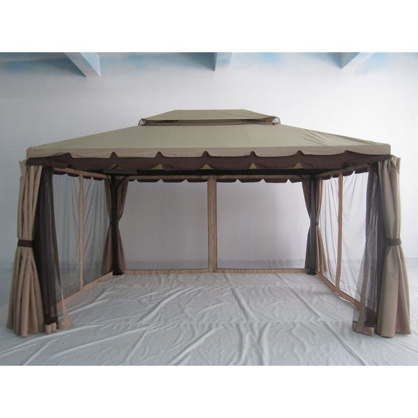 ECO FRIENDLY Water-Repellent Aluminum Garden Gazebo with Mosquito Nets and Side Walls 3x4m